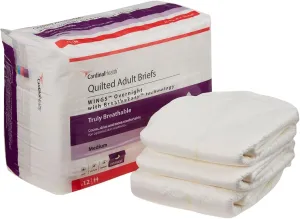 Heavy Absorbency Disposable Overnight Unisex Adult Incontinence Brief, Medium, 12 per Bag