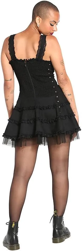 Hell Bunny Harley Dress New Sexy Mini Corset Ruffle Emo Punk Gothic Party, Black