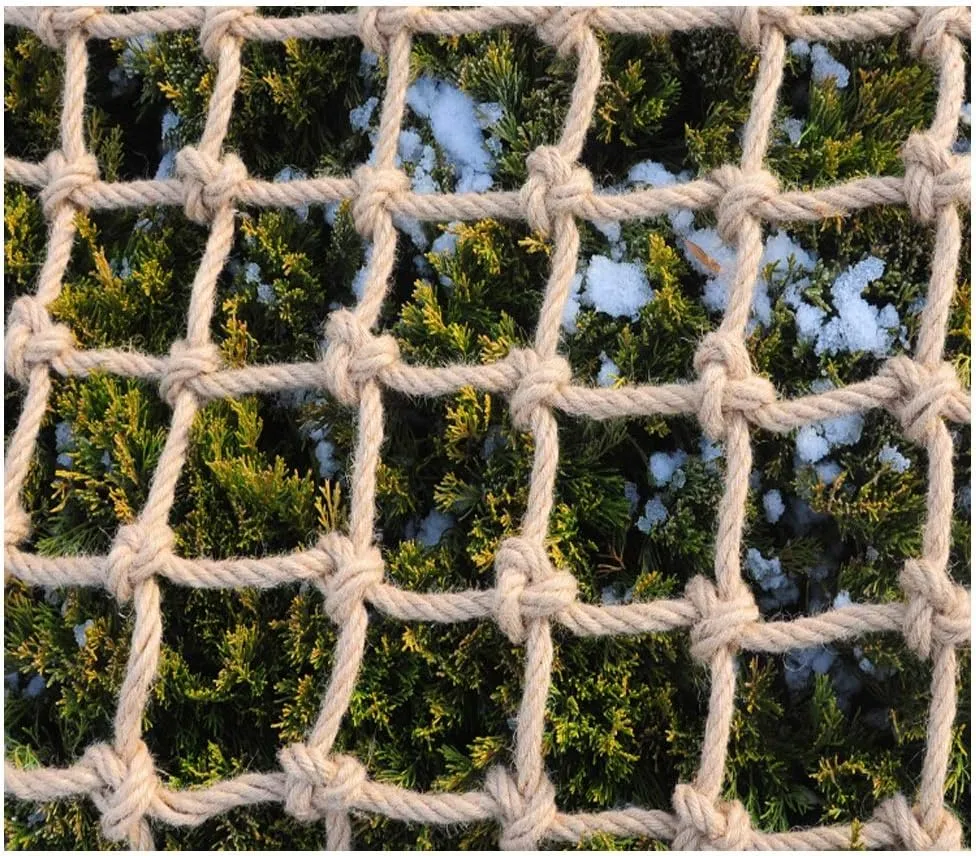Hemp Rope Net Fence Net Decor Climbing Cargo Net Woven Rope Truck Cargo Trailer Netting Non-Slip Playground Railings Safety Netting Protection Net Hemp Safety net Dia 4mm