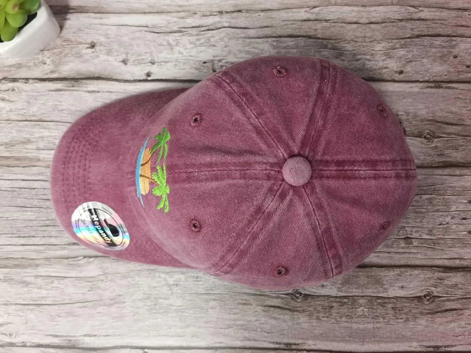 Hepandy Embroidered Palm Tree Hats for Men Women