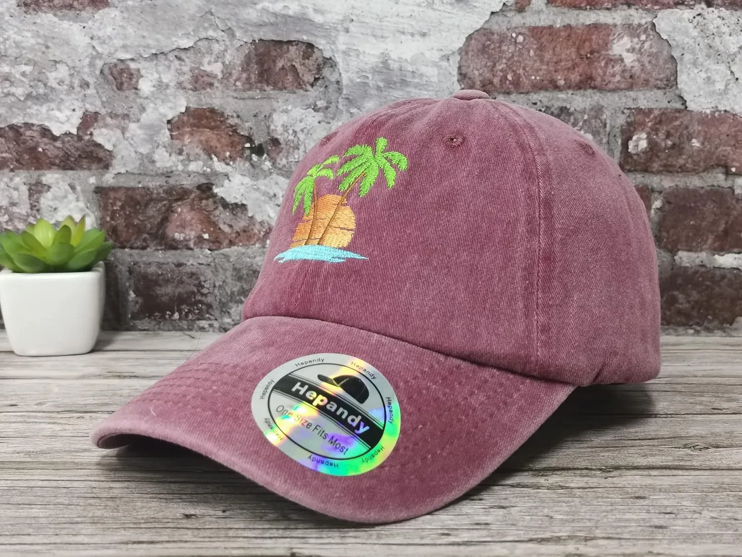 Hepandy Embroidered Palm Tree Hats for Men Women