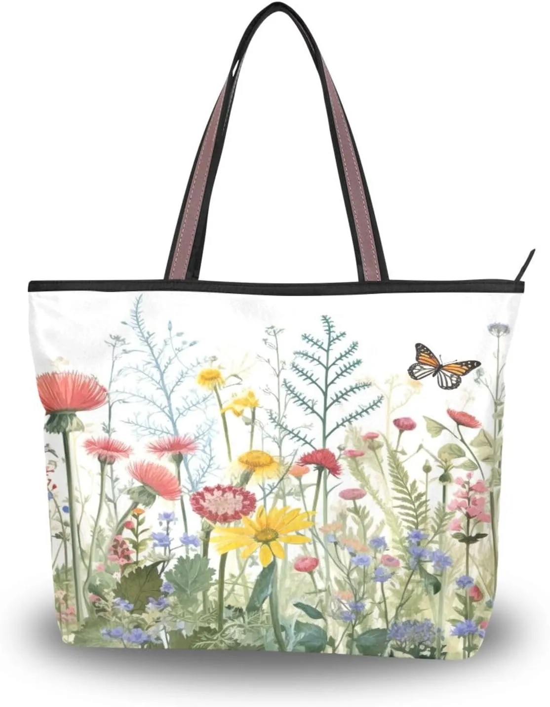 Herbs Flowers Tote Bag for Women Casual Shoulder Bag Women Hobo Bag Top Handle Handbag for Shopping Travel Work