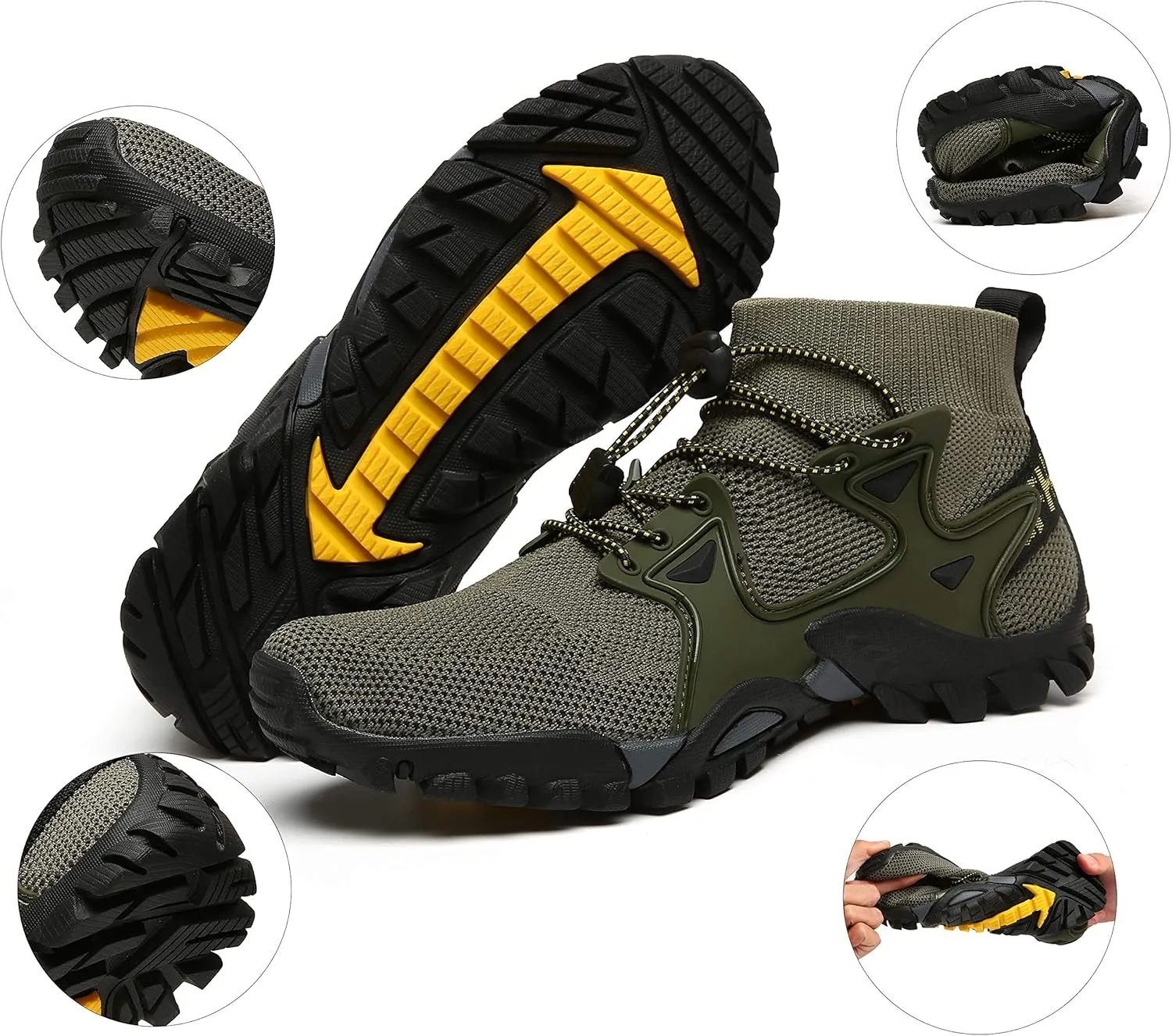Hiking Shoes Mens Womens Outdoor Athletic Sports Shoes Walking Shoes Trail Running Shoes Trekking Climbing Stylish Slip Resistant Fitness Walking Jogging Sock Sneakers Travel Lightweight Barefoot