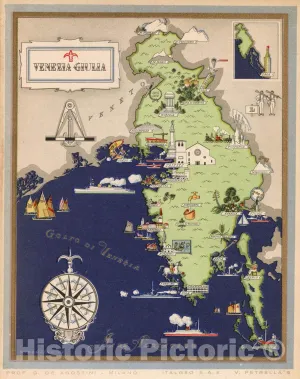 Historic Map : Italy, Guide Book, Venezia Giulia. 1938, Vintage Wall Art : 18in x 24in
