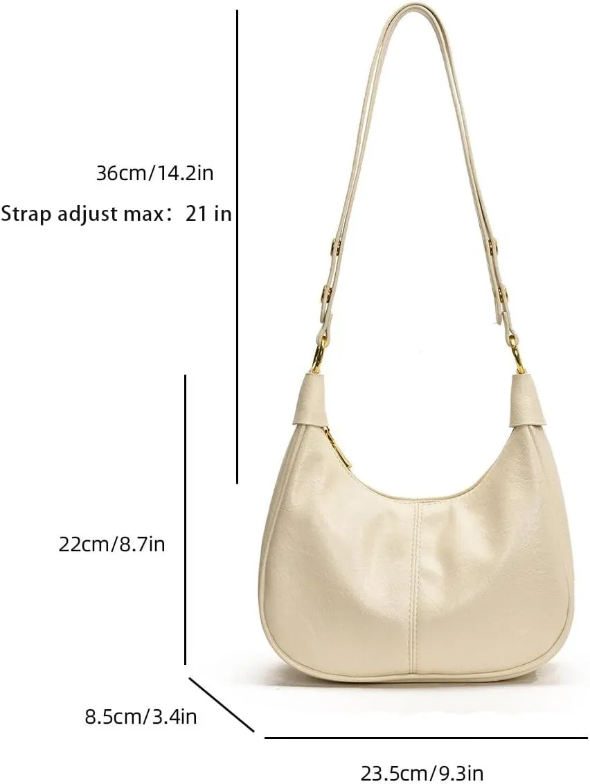 Hobo Bag Shoulder Bag for Women Purse Vegan Leather Retro Handbag with Zipper Pocket and Adjustable Strap