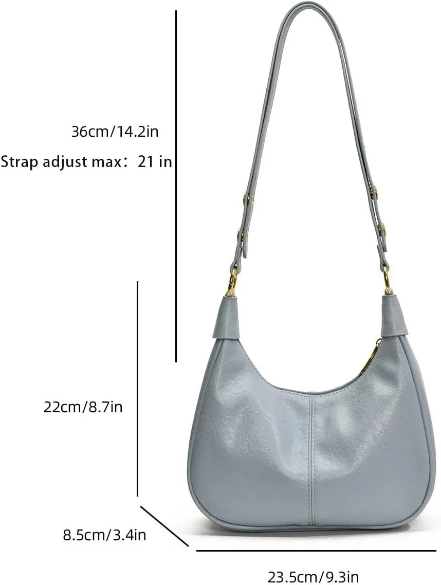 Hobo Bag Shoulder Bag for Women Purse Vegan Leather Retro Handbag with Zipper Pocket and Adjustable Strap