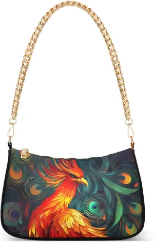 Hobo Bags for Women Phoenix Orange Red Feathers Tote Purses Small Handbags with Chain 20858557