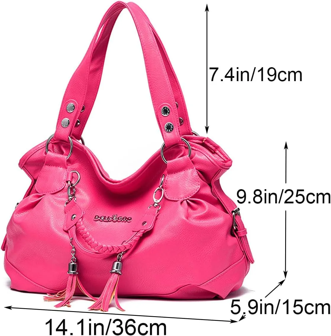 Hobo Purse for Women Large Shoulder Bag Leather Tote Fashion Top-Handle Bag Handbag with Tassel