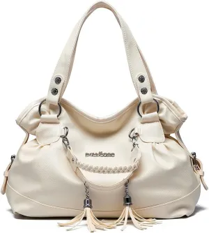 Hobo Purse for Women Large Shoulder Bag Leather Tote Fashion Top-Handle Bag Handbag with Tassel