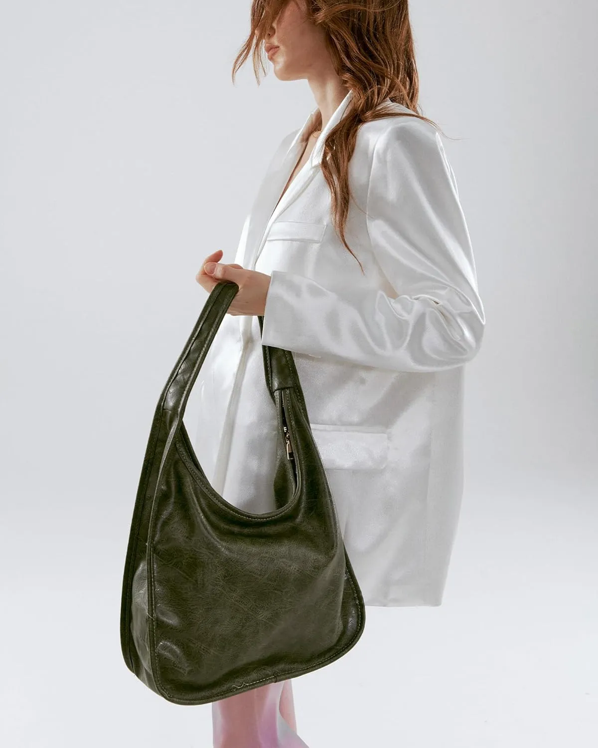 Hobo Purse, PU Leather Shoulder Bag, Tote Handbag for Work and Travel
