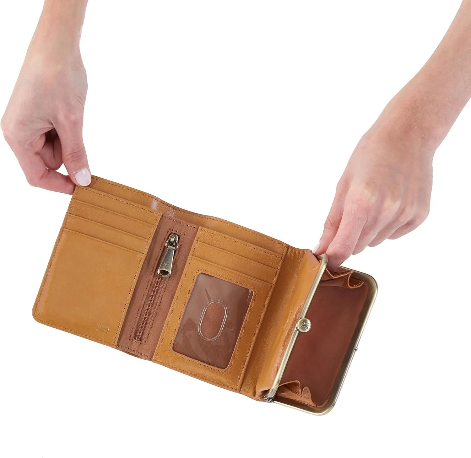 HOBO Robin Compact Trifold Leather Wallet for Women, Vintage Design