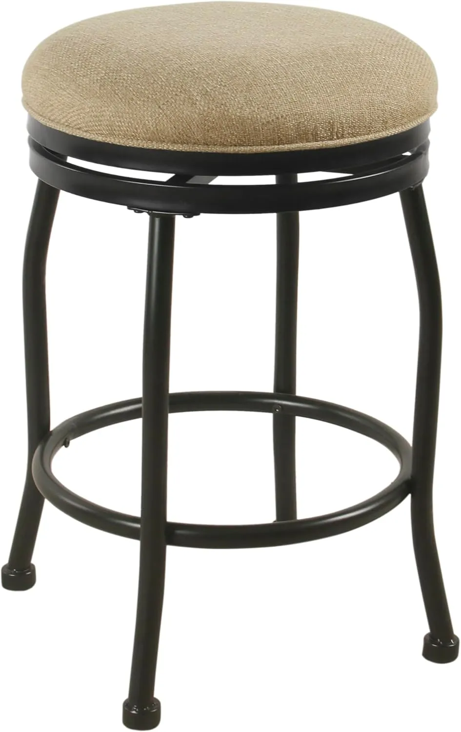 HomePop Round Swivel Counter Stoo with Metal Base, 24-Inch, Flax