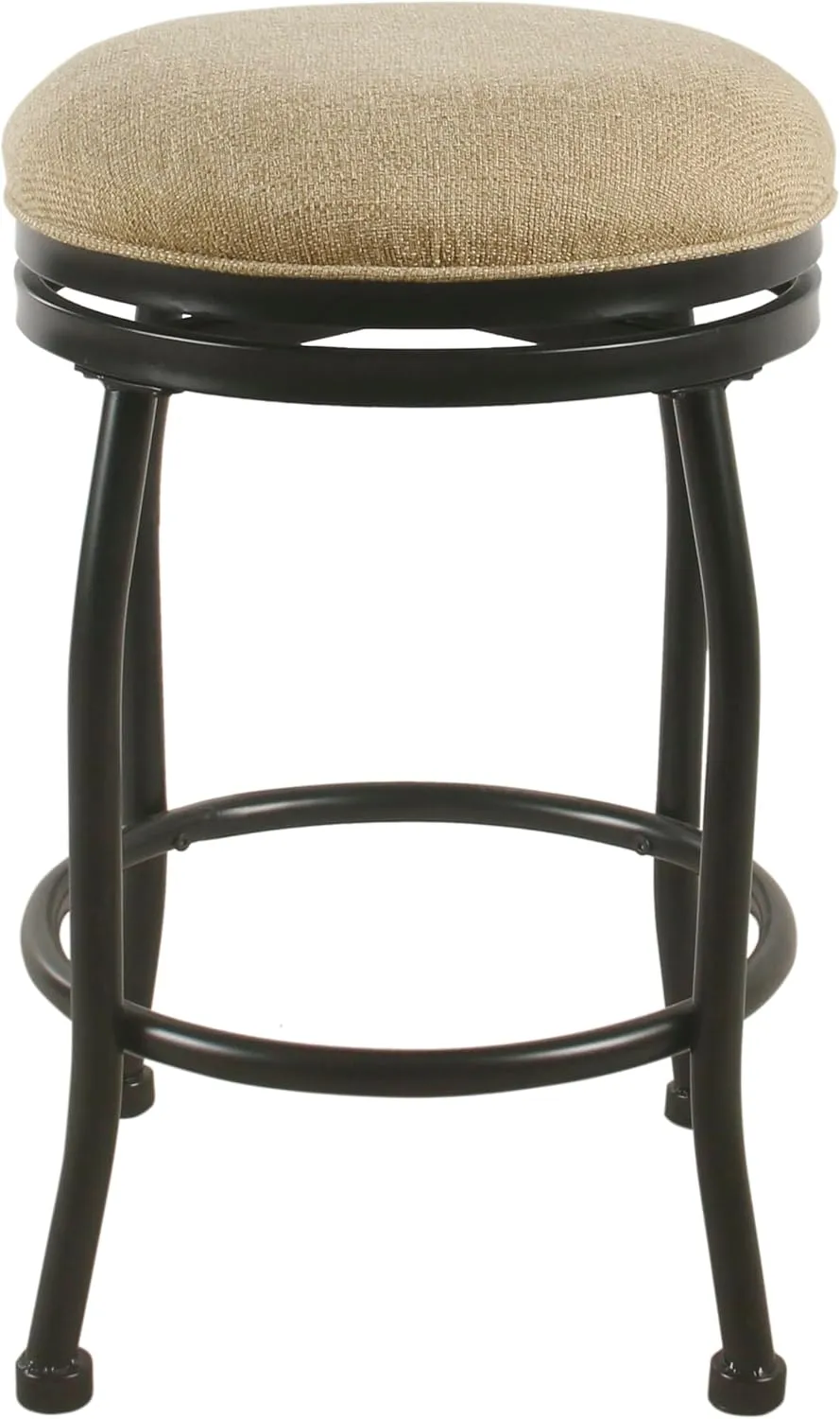 HomePop Round Swivel Counter Stoo with Metal Base, 24-Inch, Flax