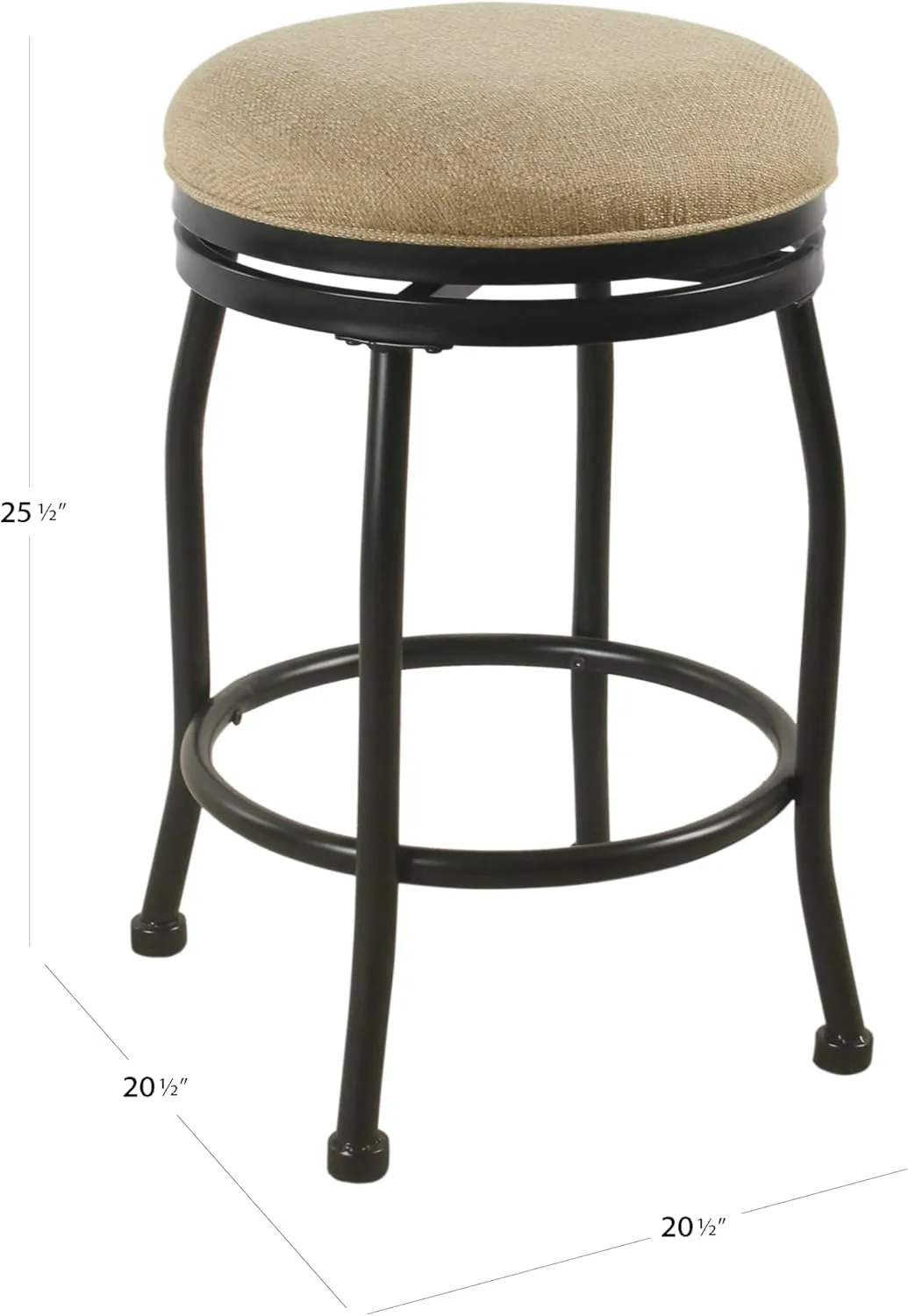 HomePop Round Swivel Counter Stoo with Metal Base, 24-Inch, Flax