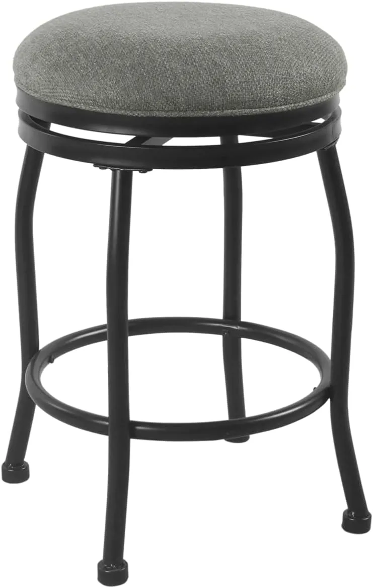 HomePop Round Swivel Counter Stool with Metal Base, 24-Inch, Charcoal