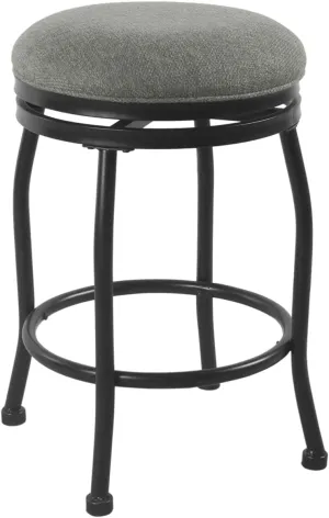 HomePop Round Swivel Counter Stool with Metal Base, 24-Inch, Charcoal