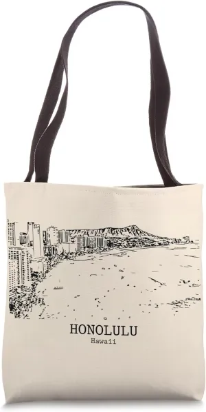 Honolulu Hawaii Vintage Retro Travel Souvenir Tote Bag