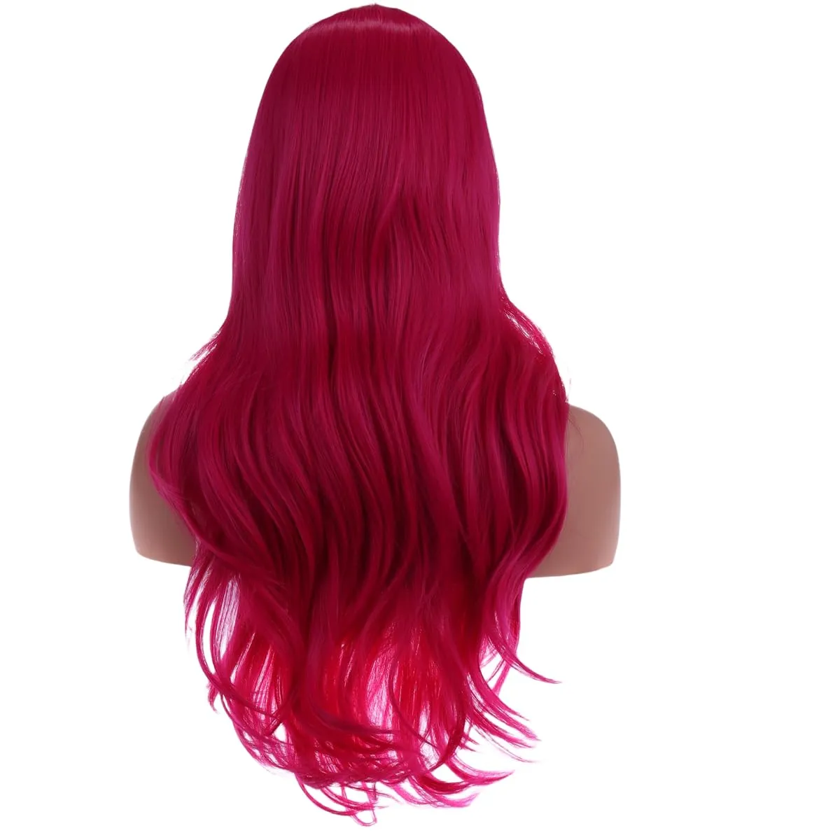 Hot Pink Wigs for Women Girls Middle Part Wig Long Pink Wig Heat Resistant Synthetic Curly Wavy Wigs for Cosplay Costume Party
