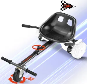 Hoverboard Seat Attachment, Hover Board Accessory Go Kart Compatible with 6.5" 8" 10" Hoverboard, Hoverboard Go Kart for Kids and Adults with Adjustable Frame Length