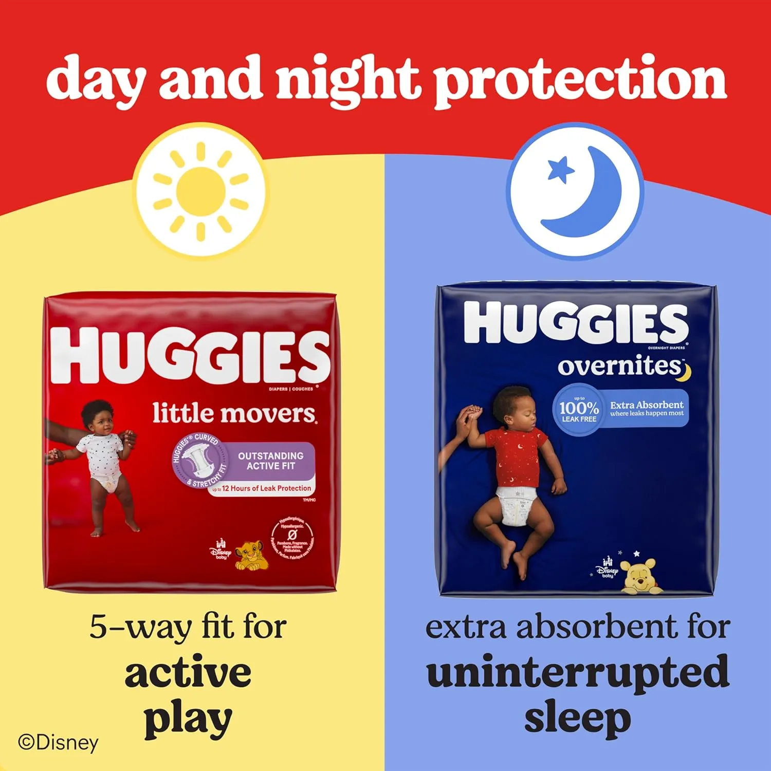 Huggies Size 3 Overnites Baby Diapers: Overnight Diapers, Size 3 (16-28 lbs), 132 Ct (2 Packs of 66), Packaging May Vary