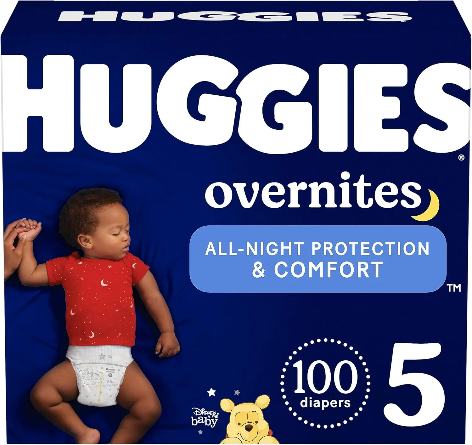 Huggies Size 5 Overnites Baby Diapers: Overnight Diapers, Size 5 (27  lbs), 100 Ct (2 Packs of 50), Packaging May Vary