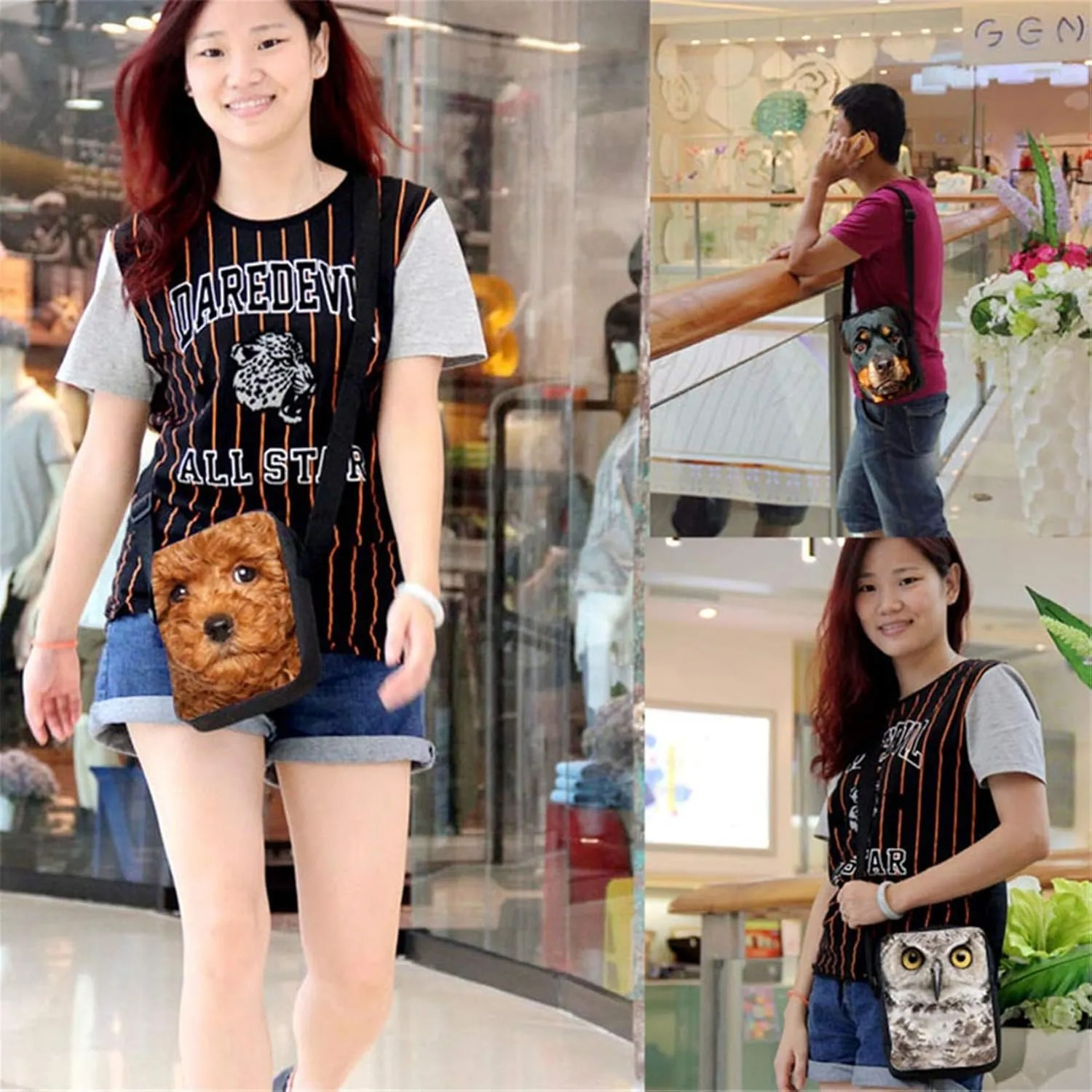 HUGS IDEA Black French Bulldog Messenger Bag for Women Men American Flag Patriotic Eagle Print Small Crossbody Bag Girl Casual Sling Satchel