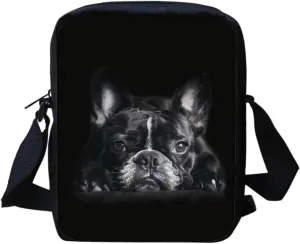 HUGS IDEA Black French Bulldog Messenger Bag for Women Men American Flag Patriotic Eagle Print Small Crossbody Bag Girl Casual Sling Satchel