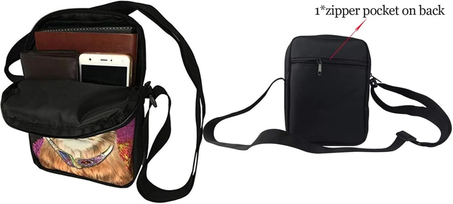 HUGS IDEA Black French Bulldog Messenger Bag for Women Men American Flag Patriotic Eagle Print Small Crossbody Bag Girl Casual Sling Satchel