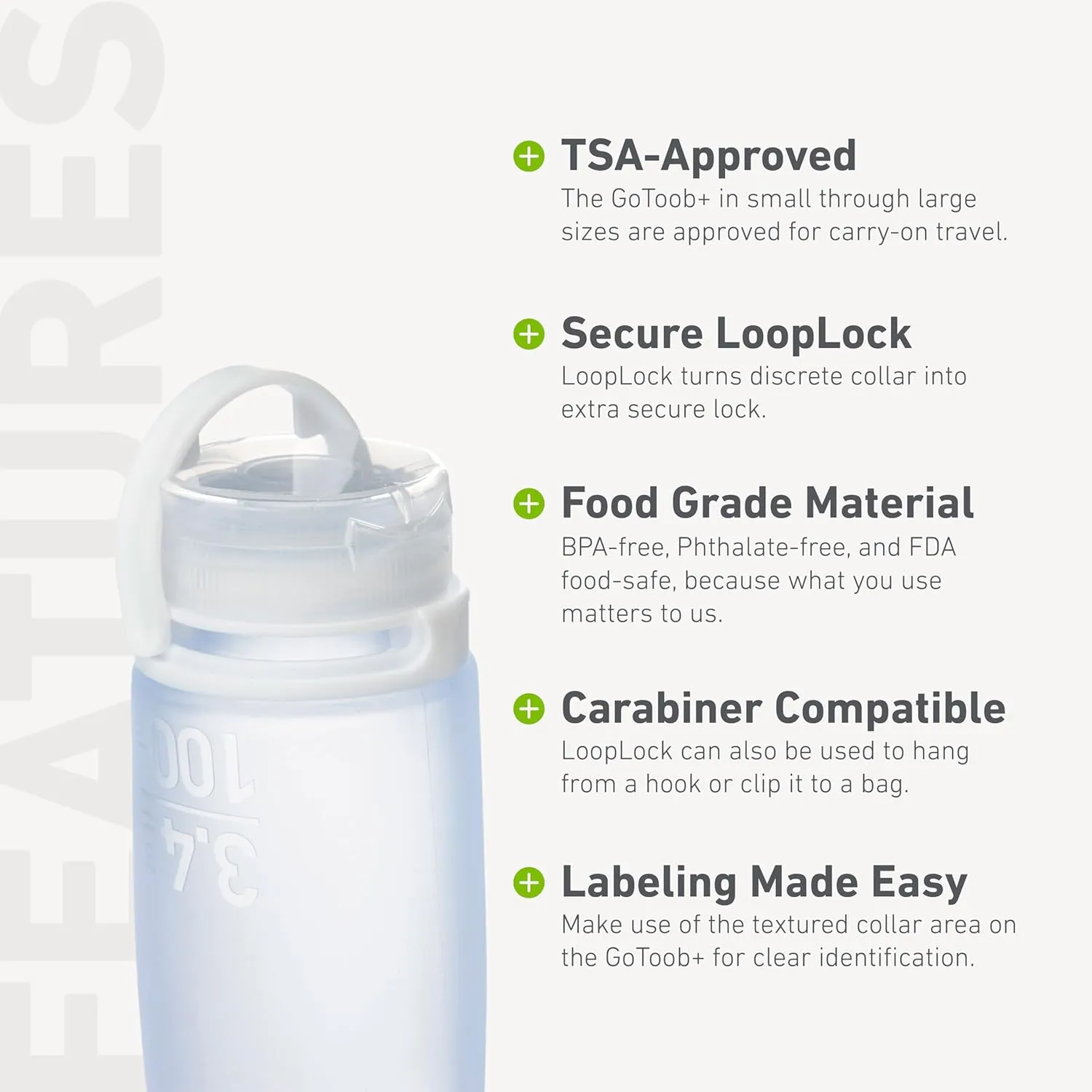 humangear GoToob  3-Pack (Medium) | Refillable Silicone Travel Bottle | Locking Lid | Food-Safe Material, Clear/Purple/Teal, Medium (2.5 fl.oz.; 74ml)