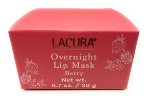 Hydrating Sleeping Lip Mask for Overnight Moisture, Berry Flavor with Vitamin C, Coconut Oil, Shea Butter, Lacura 0.7oz/20g – Pack of 1