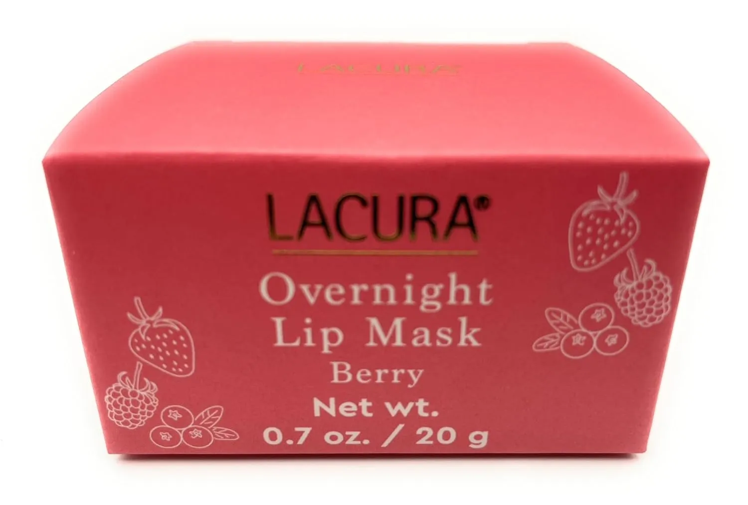 Hydrating Sleeping Lip Mask for Overnight Moisture, Berry Flavor with Vitamin C, Coconut Oil, Shea Butter, Lacura 0.7oz/20g – Pack of 1