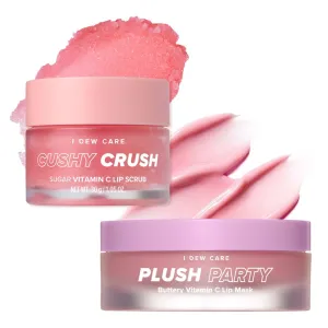 I DEW CARE Lip Scrub - Cushy Crush, 1.05 oz.   Lip Mask - Plush Party, 0.42 Oz Bundle