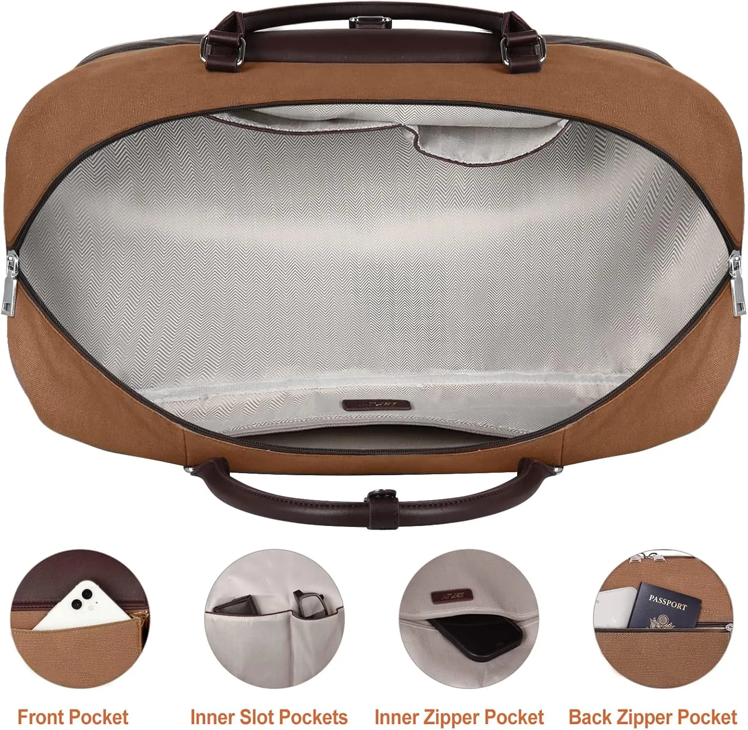 IBFUN Weekender Bags for Women, Large Overnight Bag Canvas Travel Duffel Bag Carry On Tote with Shoe Compartment 21" 3Pcs Set