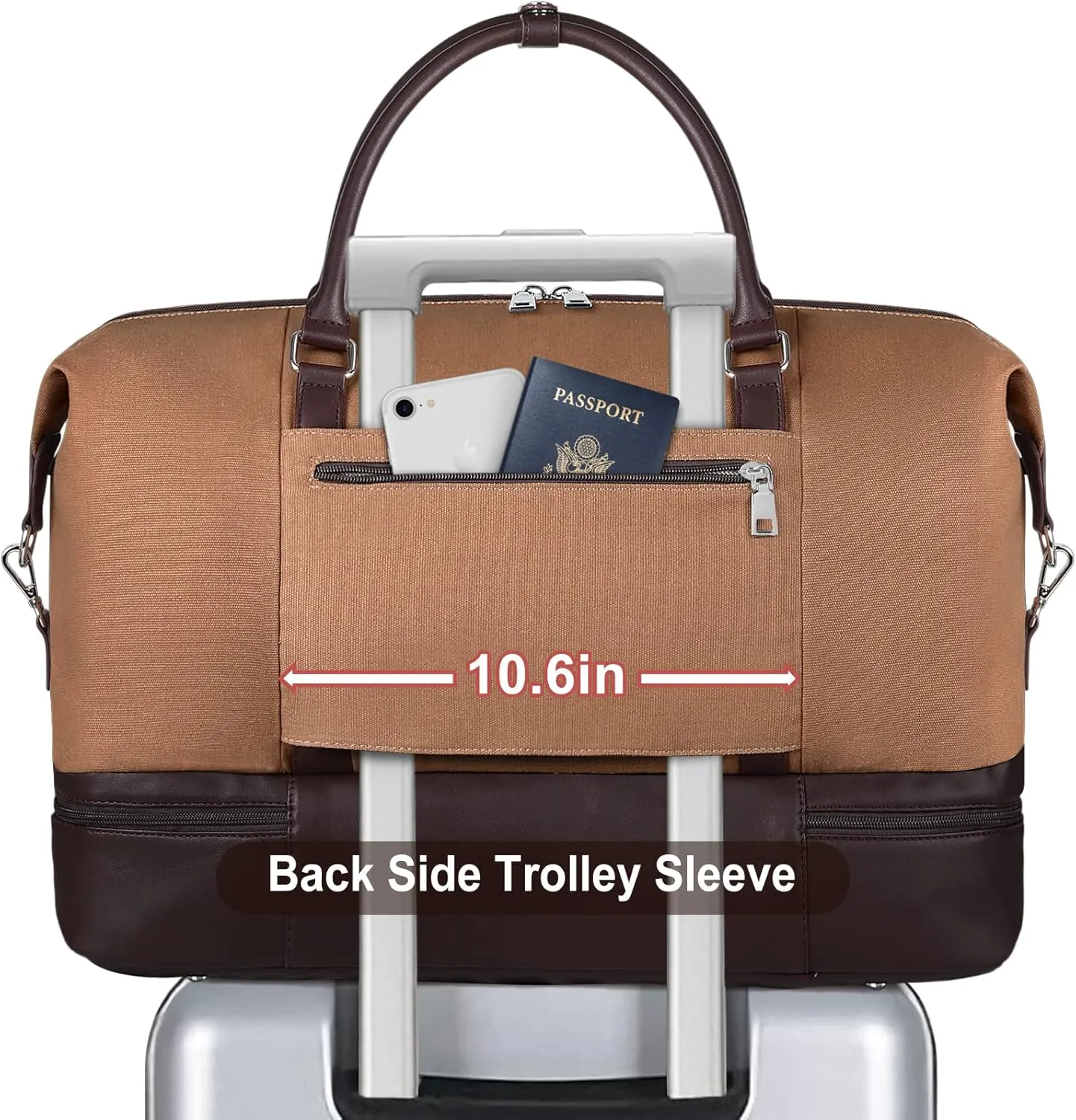 IBFUN Weekender Bags for Women, Large Overnight Bag Canvas Travel Duffel Bag Carry On Tote with Shoe Compartment 21" 3Pcs Set