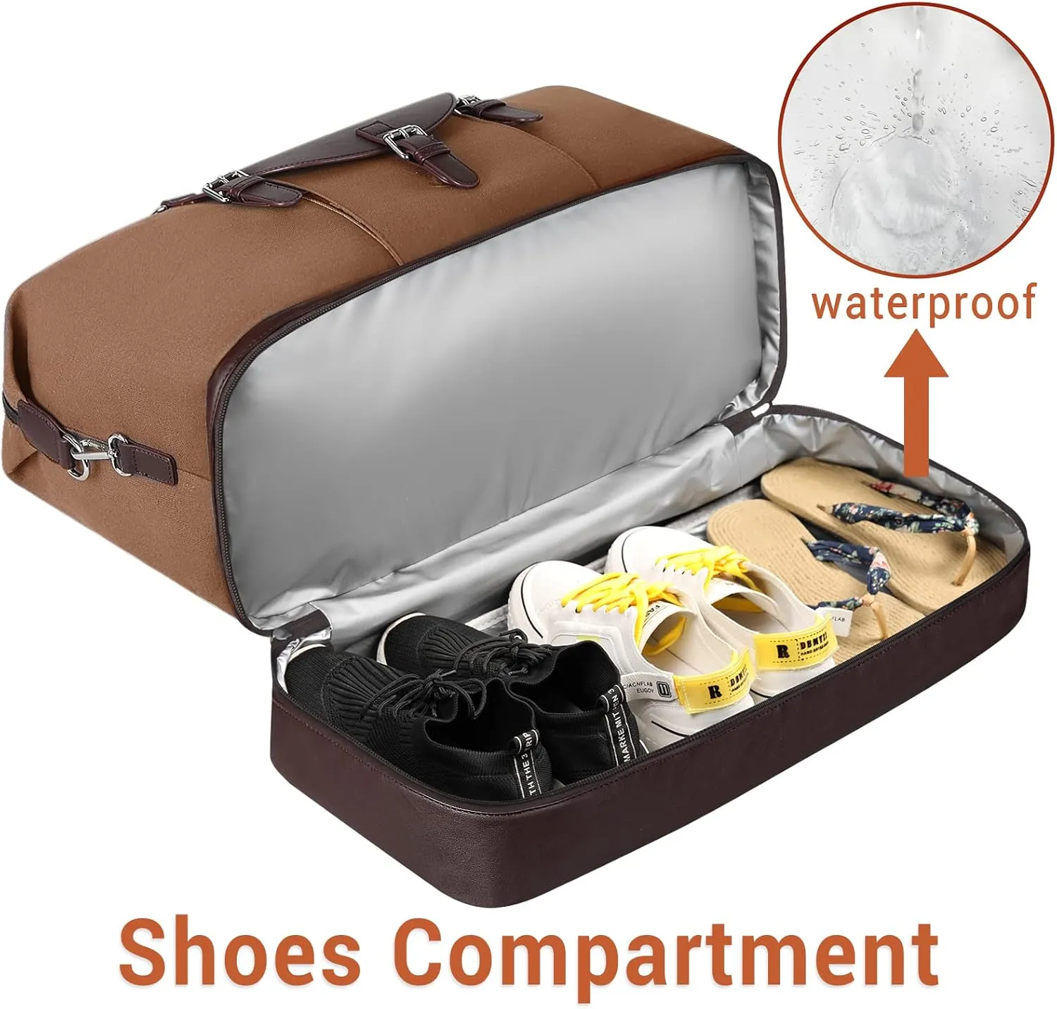 IBFUN Weekender Bags for Women, Large Overnight Bag Canvas Travel Duffel Bag Carry On Tote with Shoe Compartment 21" 3Pcs Set