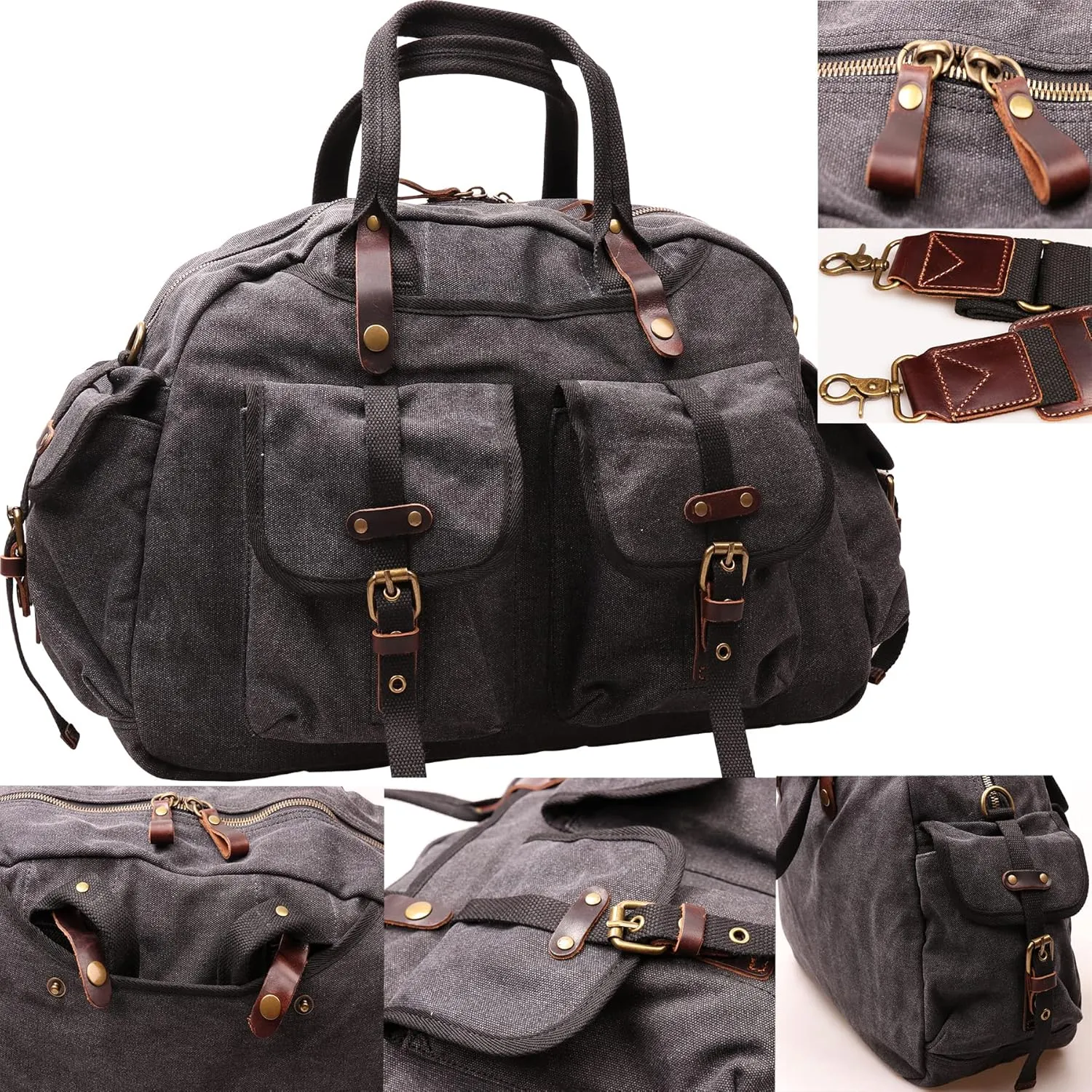 IBLUE Travel Duffel Bags For Men Women Waterproof Canvas Outdoor Sport Handbag With Wet Pocket Shoulder Strap, D1094 (A6, 21in)