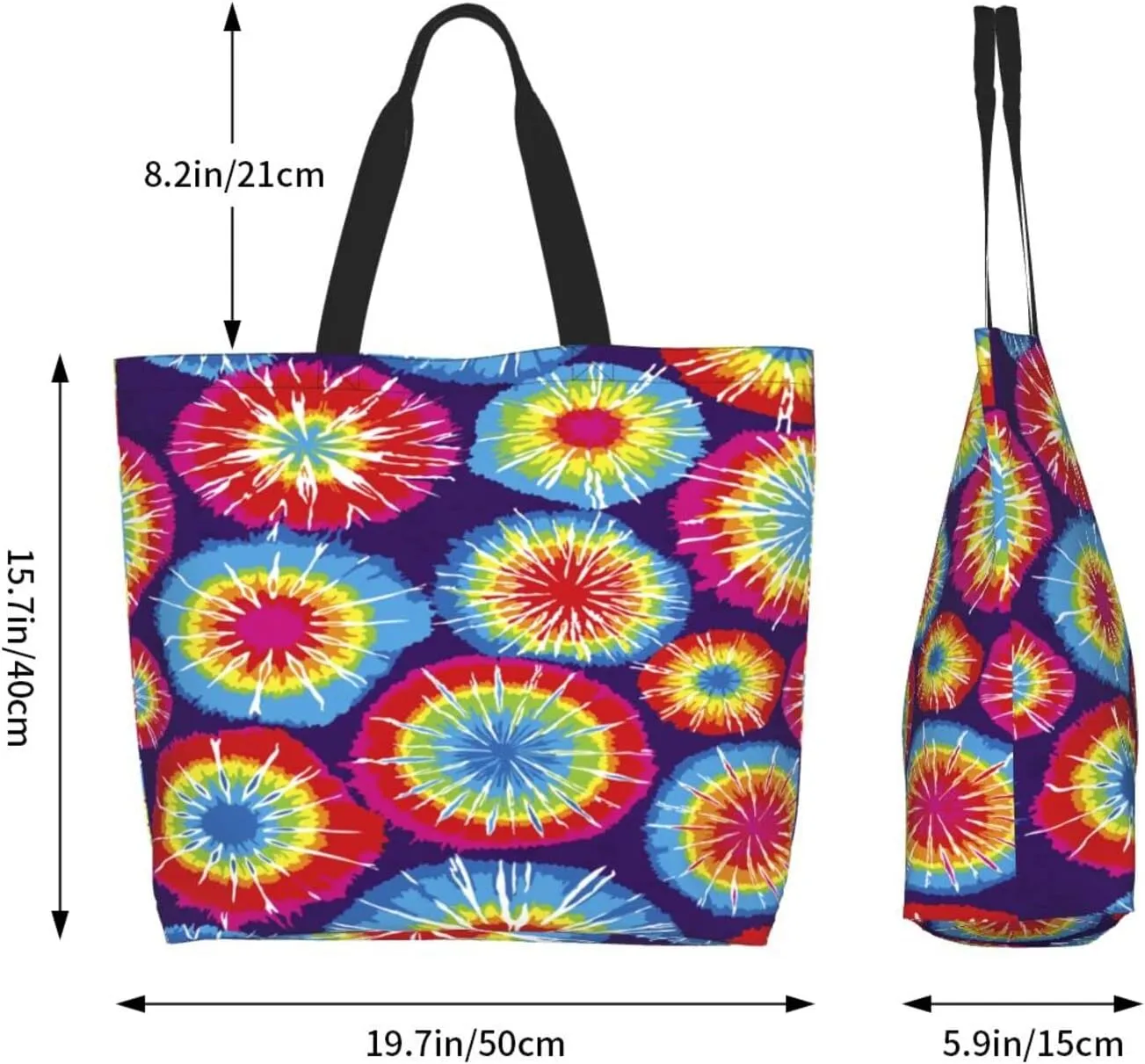 IMPCOKRU Large Tote Bag for Women Reuseable Handbag,Double Sided Priting Grocery Bag Foldable for Shopping Travel Activity