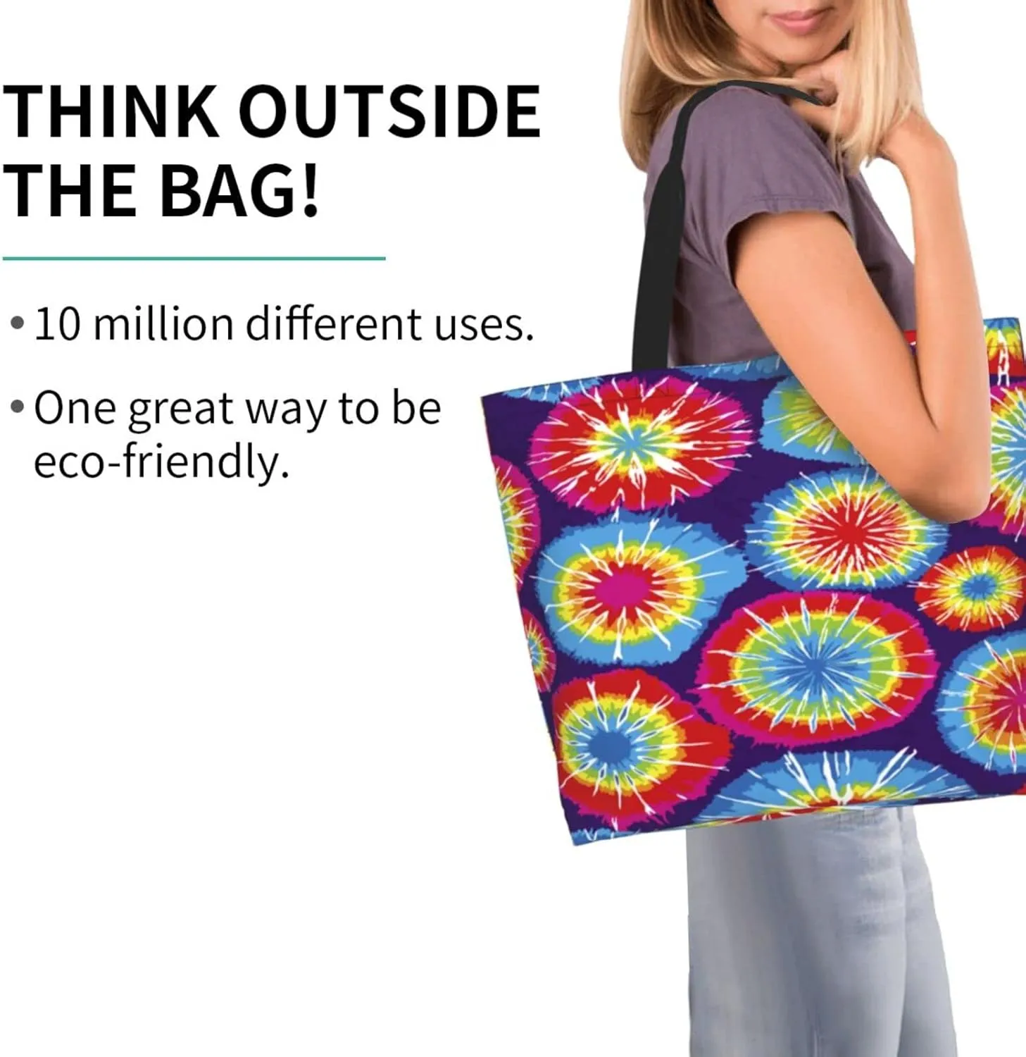 IMPCOKRU Large Tote Bag for Women Reuseable Handbag,Double Sided Priting Grocery Bag Foldable for Shopping Travel Activity