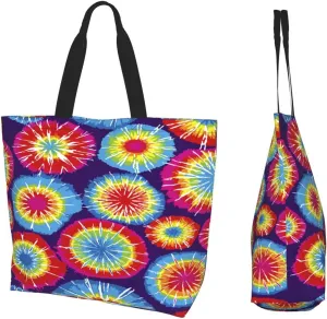 IMPCOKRU Large Tote Bag for Women Reuseable Handbag,Double Sided Priting Grocery Bag Foldable for Shopping Travel Activity