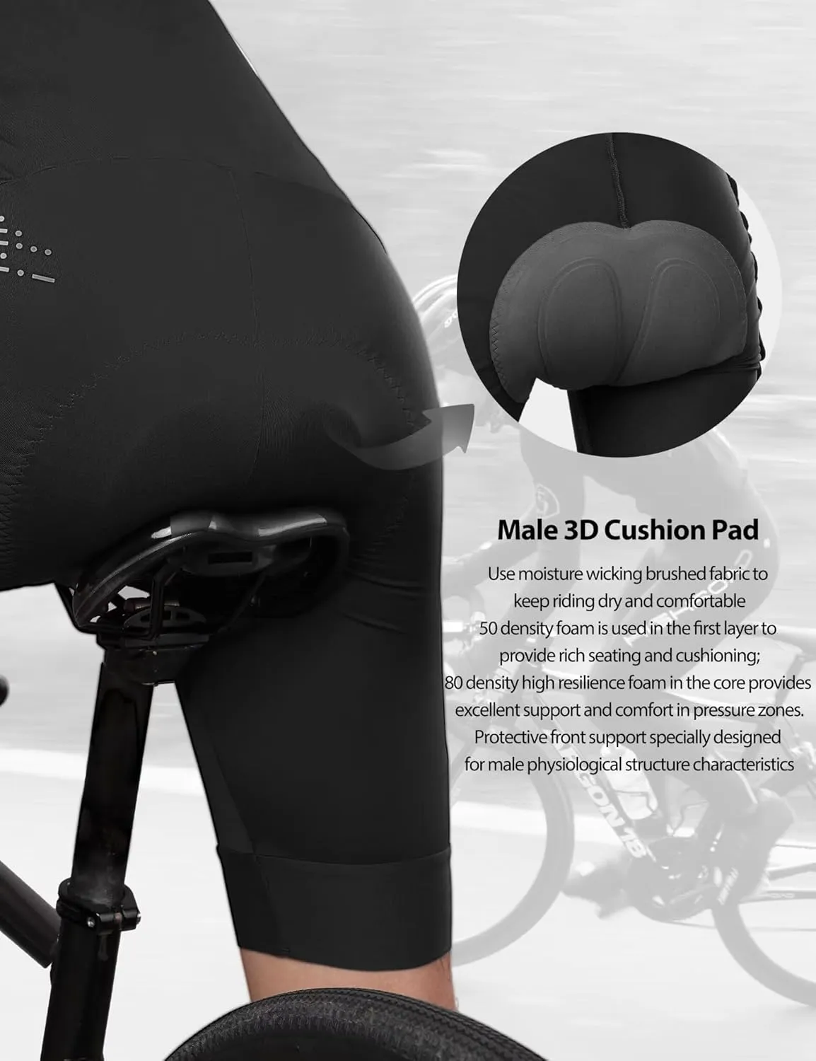 INBIKE Cycling Bib Shorts for Men, 3D Padded Breathable Road Bike Shorts Men, Lightweight Biking Bicycle Bibs with 2 Pockets