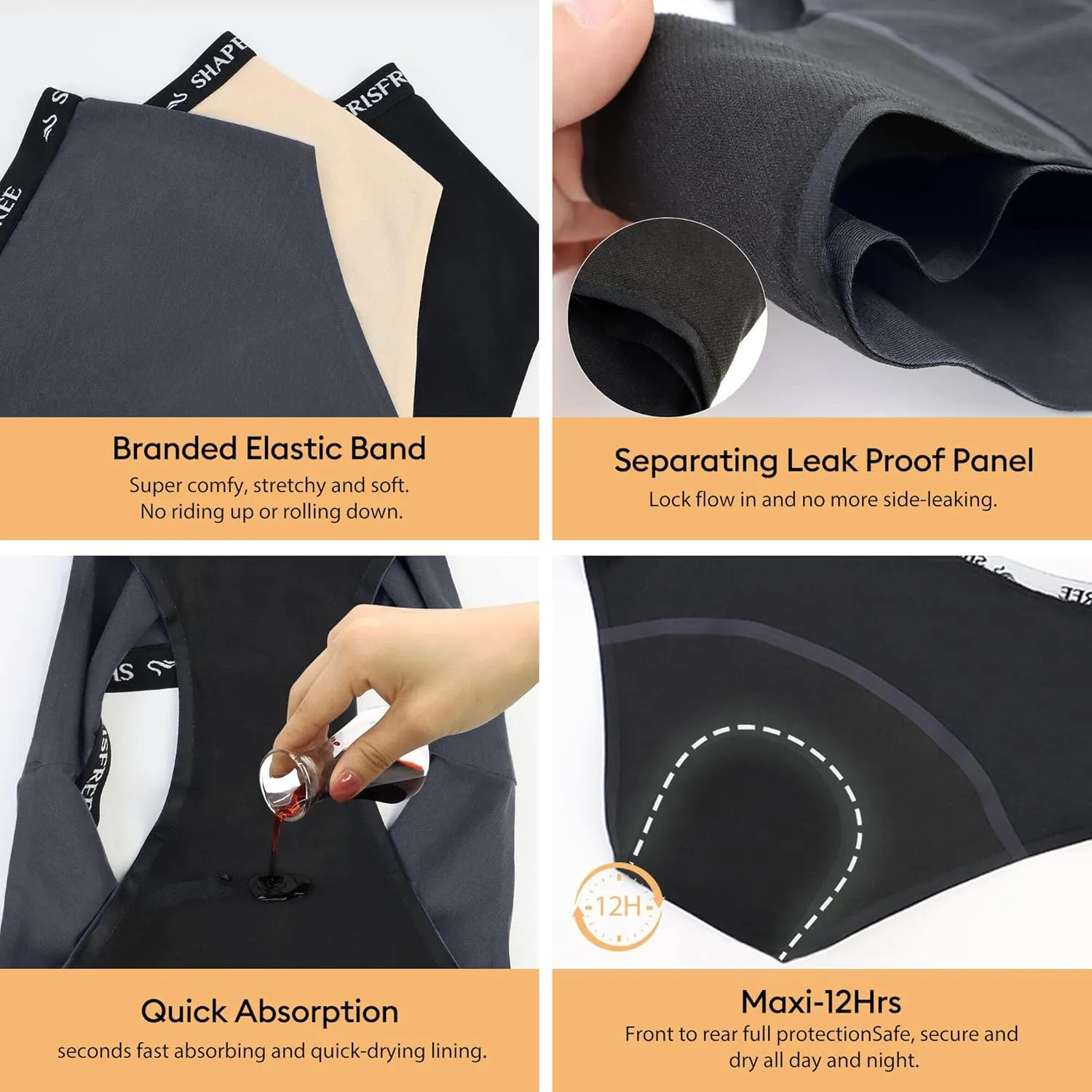 Incontinence Underwear for Women, No-Side-leaks Leakproof 2.0 Period Underwear Heavy Flow Absorbent Panties