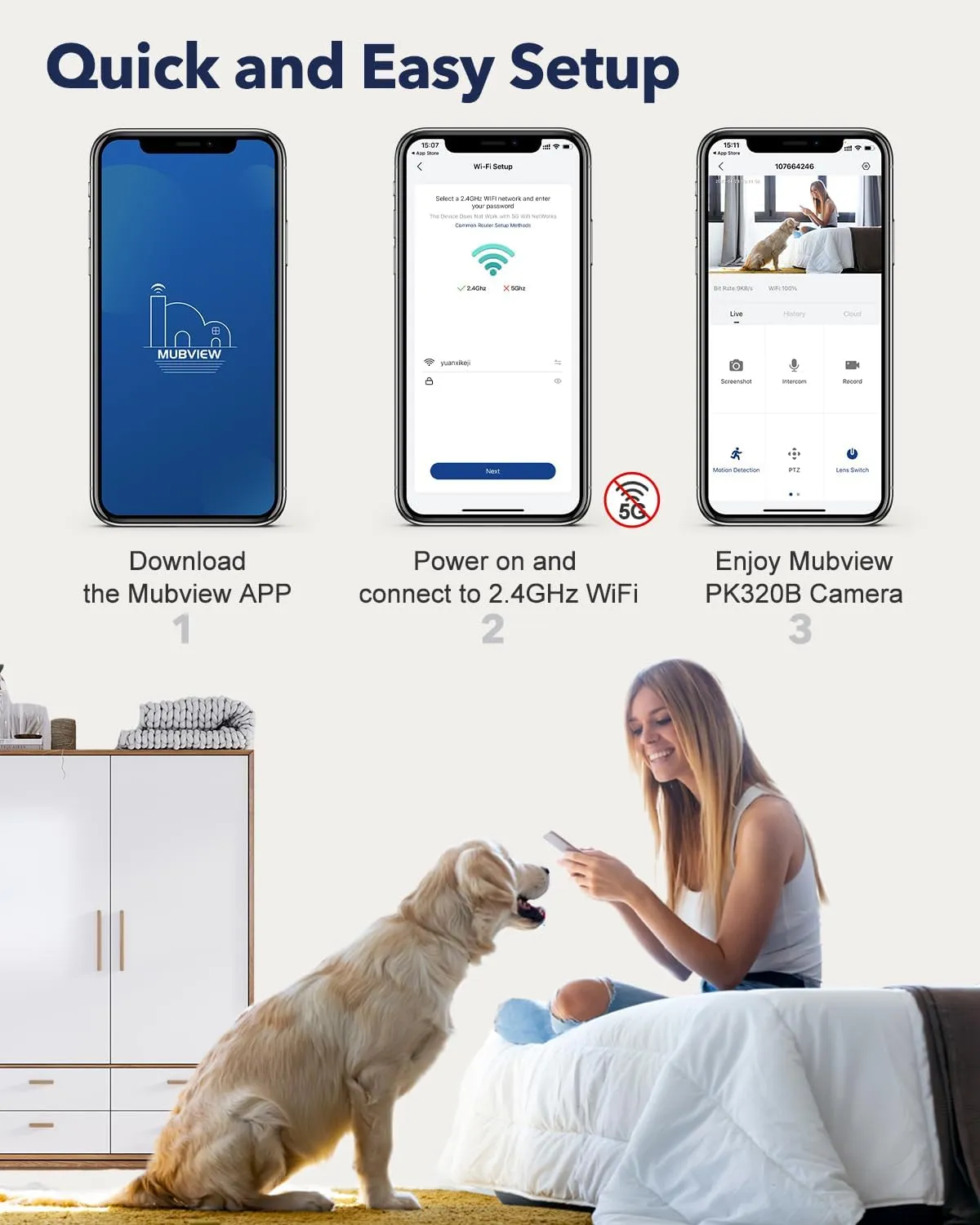 Indoor Security Camera 2K, Pet Camera with Phone App, WiFi Cameras for Home Security Camera for Dog/ Baby Monitor/Elder Pan Tilt, 2.4G, 24/7, 2-Way Talk, Human Detection, Motion Tracking, Cloud