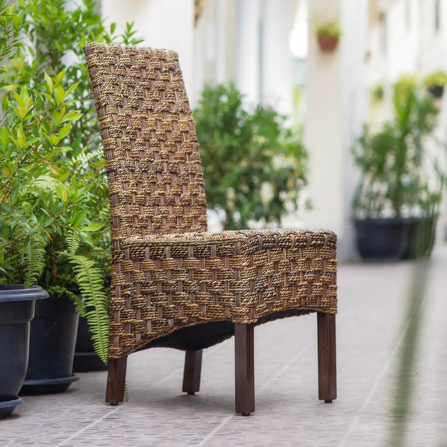 International Caravan Furniture Piece Manila Abaca/Rattan Wicker Dining Chair