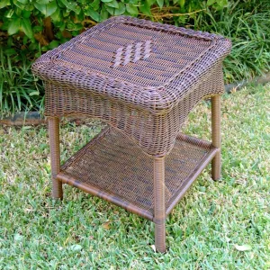 International Caravan Furniture Piece PVC Resin and Steel Outdoor Side Table