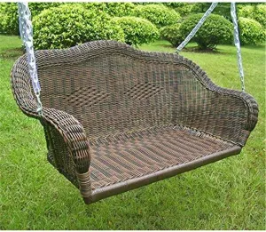 International Caravan Furniture Piece Resin Wicker Hanging Loveseat Swing