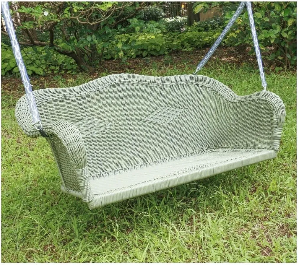 International Caravan Furniture Piece Resin Wicker Hanging Loveseat Swing