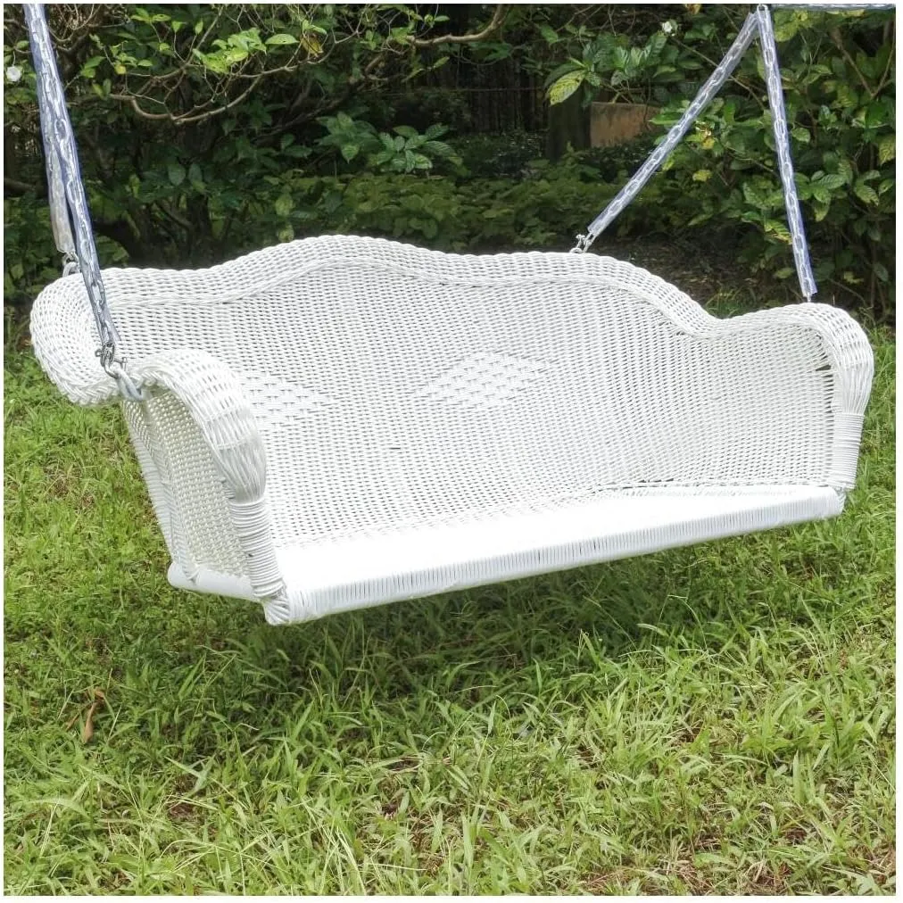 International Caravan Furniture Piece Resin Wicker Hanging Loveseat Swing