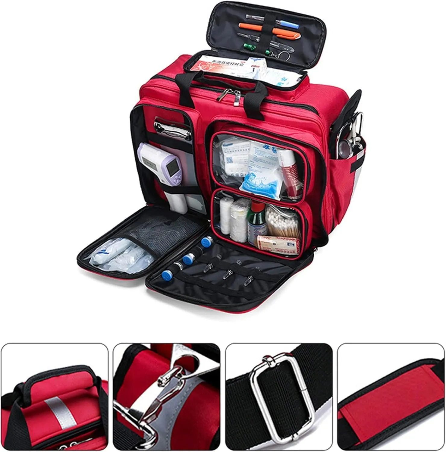 IOCCIOBB Portable First Aid Kit Bag, Waterproof Oxford Cloth Nurse Tote Bag, Outdoor Emergency Medical Kit, High capacity Medical Shoulder Bag(Blue)