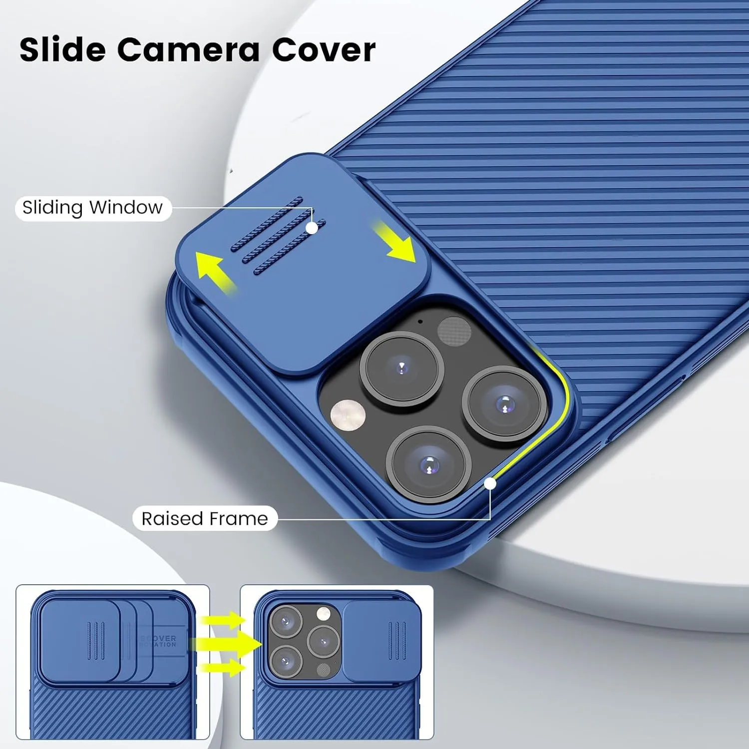 iPhone 15 Original Cam-Shield Camera Slider (Shutter) Double Layered Protection TPU   PC - Blue
