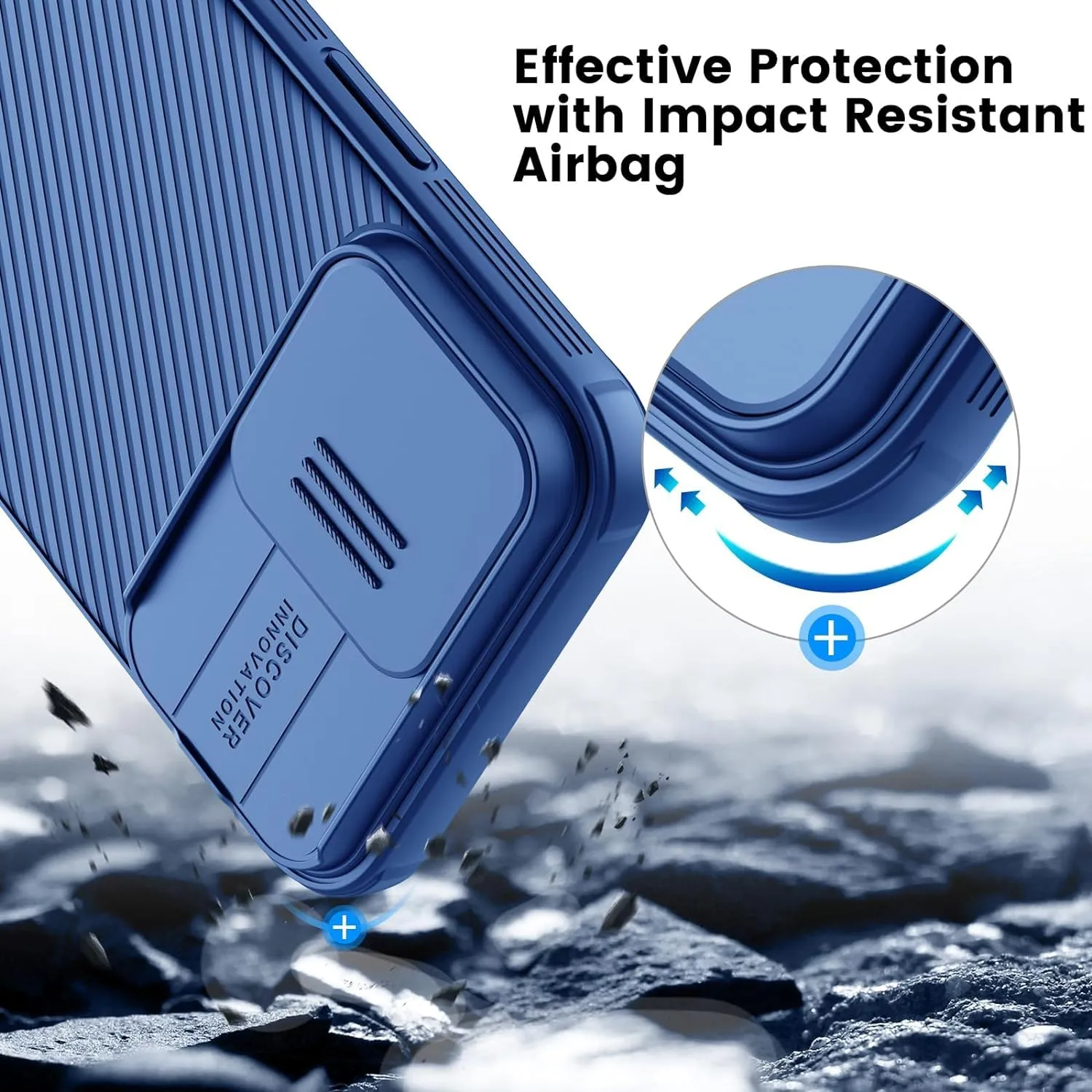 iPhone 15 Original Cam-Shield Camera Slider (Shutter) Double Layered Protection TPU   PC - Blue